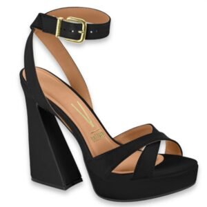 Sandalia Plataforma Negra Taco Triangular - Imagen 1