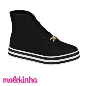 Botita Zapatilla de Niña Molekinha Negro con Blanco - Imagen 1