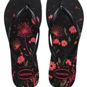 Ojota de Mujer Havainas Negra Flores - Imagen 1