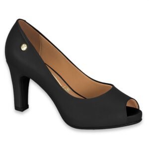 Zapato de Mujer Boca de Pez Negro Ecocuero - Imagen 1