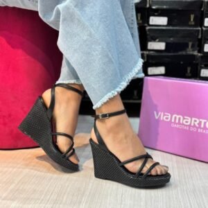 Sandalias con Taco Chino Mujer Verano VM Negro - Imagen 1