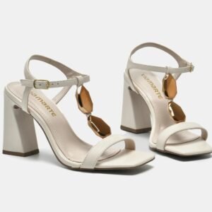 150-015-01 Sandalia de Mujer Marfil con Piedra Dorado - Imagen 2