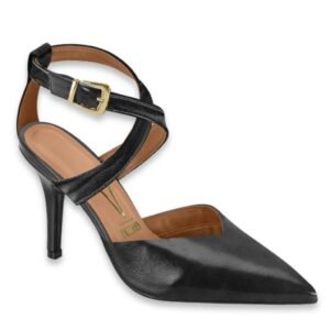 Stiletto De Mujer Negro Cruzado