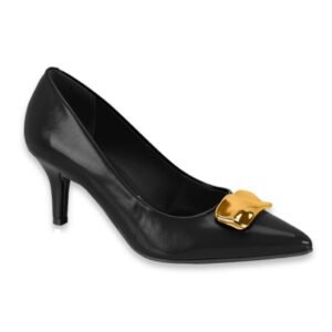 Stiletto Vizzano Ecocuero Negro con Aplique dorado - Imagen 1