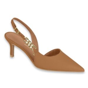 Stiletto de Mujer Semi Abierto con Cadenita Camel