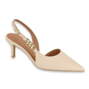 Stiletto de Mujer Semi Abierto con Cadenita Crema