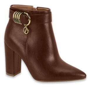 Bota Vizzano Taco Cuadrado Marron Hebilla Dorado