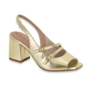 Sandalia Metalizada Beira Dorado Taco de 5 cm